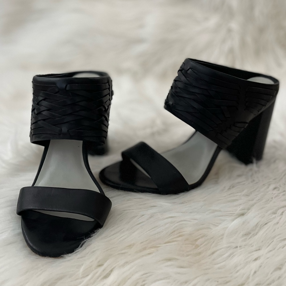 1. STATE Black Two Straps Open Toe, Chunky Backless Slip-on shoe.